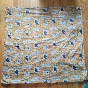 Vintage Outdoor Wildlife Fabric Bears Fish & Birds Print Autumn Shower Curtain